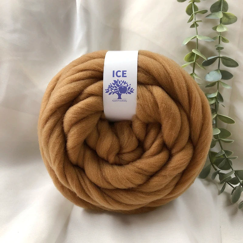 100g Giant Chunky Knitting Yarn - Icelandic Roving Imitation-Wool Super Soft for Arm Knit Crochet DIY Sweater Scarf Hat Projects