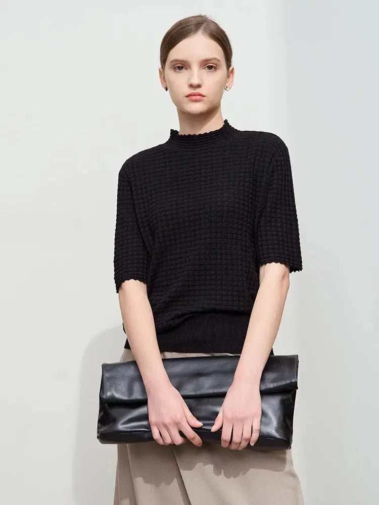 Elegant Mock Neck Slim Knit Sweater