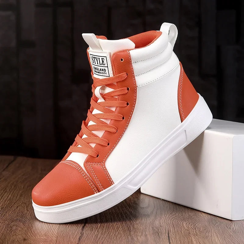 Spring Fashion Red Men's Sneakers High Top Skateboarding Shoes for