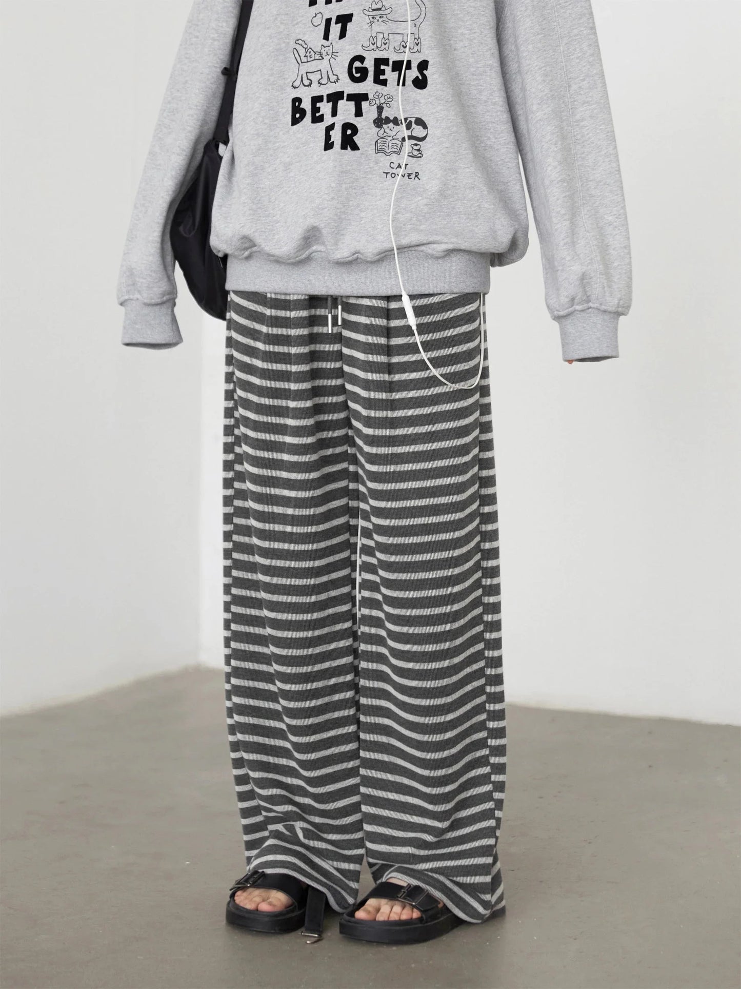 Striped Wide Leg Pants Loose Casual Spring Trousers