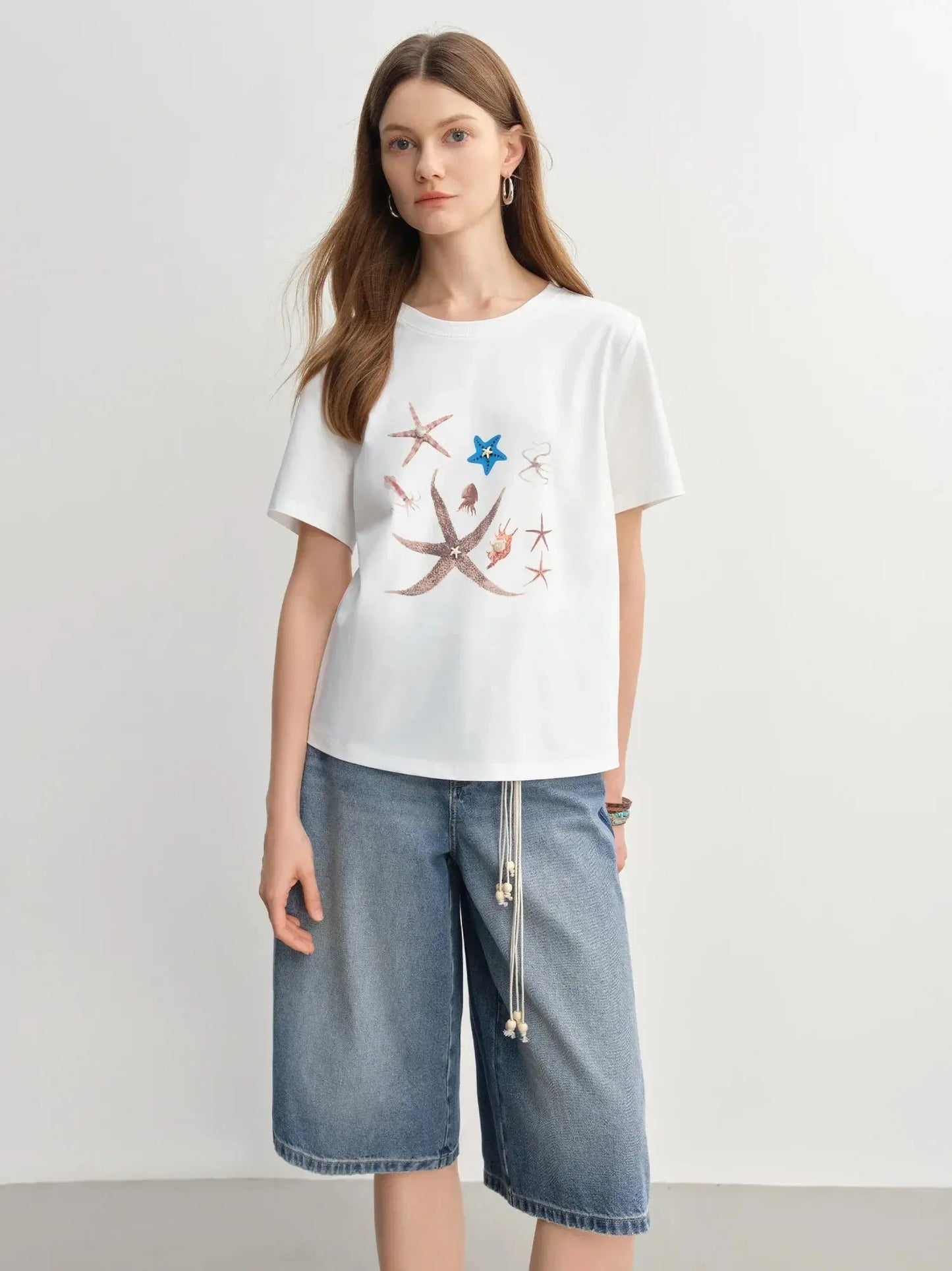 Women's Nautical Print Shell Tee Slim Fit