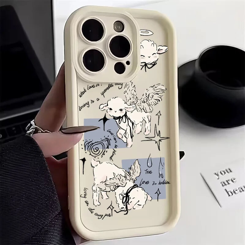 Lucky Angel Sheep Silicone Phone Case For iPhone