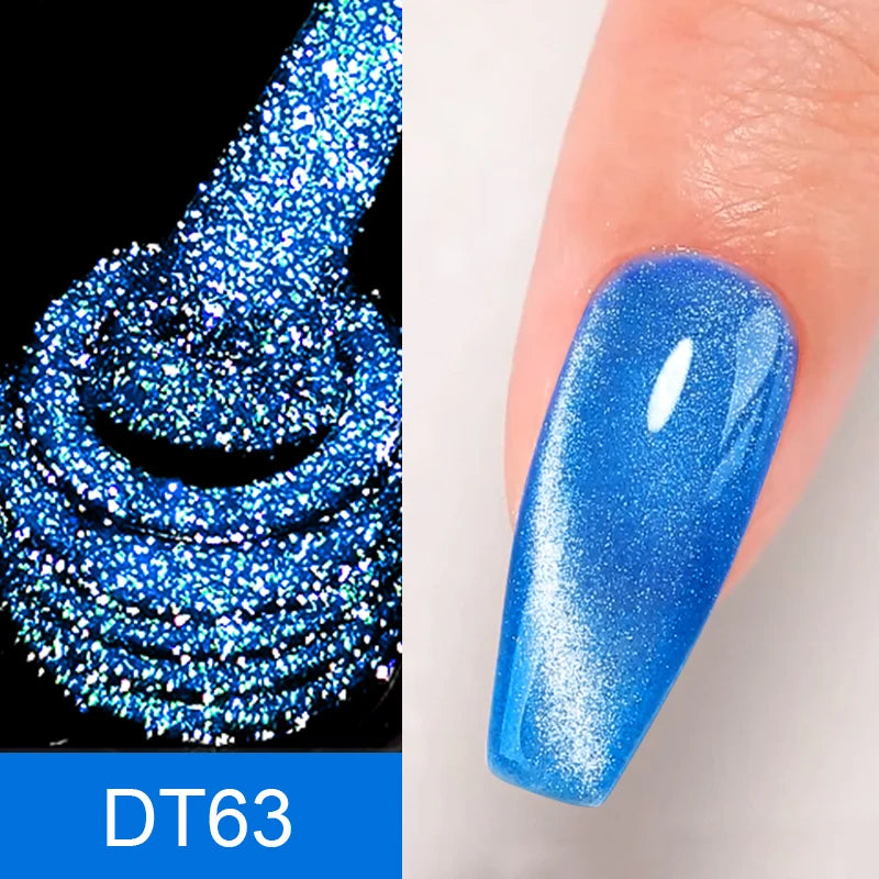 MEET ACROSS 7ml Reflective Glitter Gel Nail Polish Glitter Reflective Effect Semi Permanent UV LED Nail Art Gel Varnish Manicure