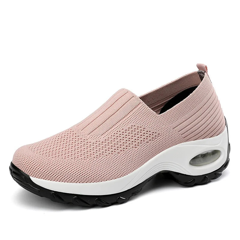 Breathable Mesh Slip-On Sports Shoes Comfortable Thick Bottom