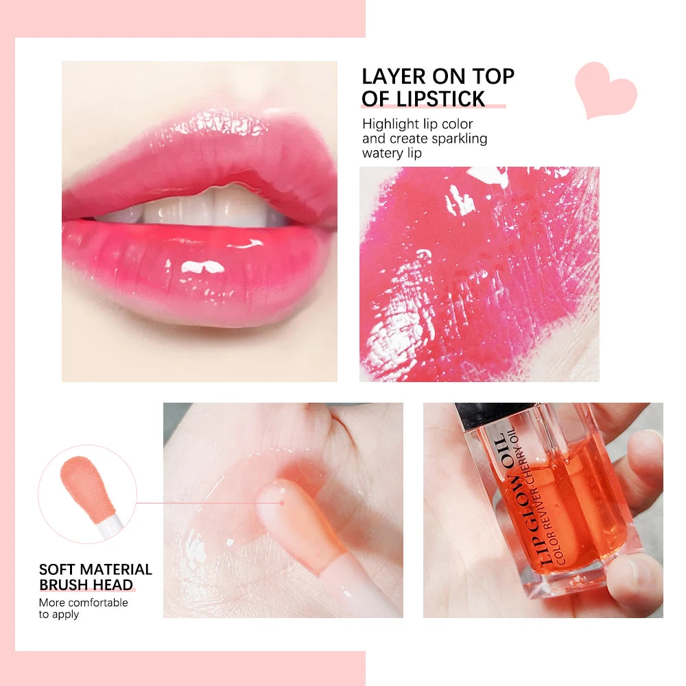 Jelly Moisturizing Lip Oil Plumping Sexy Lip Glow Oil Tinted Fashion Hydrating Lip Balm Lips Glow Oil Treatment Makeup Flat Lid