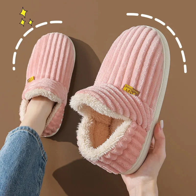 2025  New Soft Sole Slippers For Women Winter Fashion Women Fur Slippers Fuzzy Plush Men Slippers Warm Furry Women Cotton Shoes