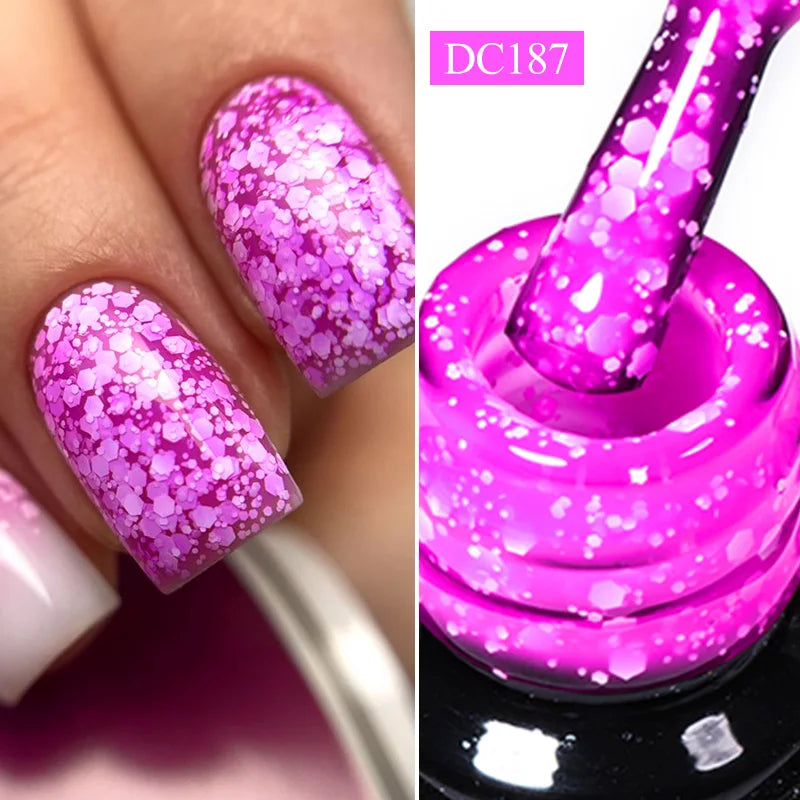 Mtssii 7ml Neon Snowflake Gel Nail Polish Fluorescent Gel UV LED Semi Permanent Glitter Snow Sequins Nails Art Design Varnishes