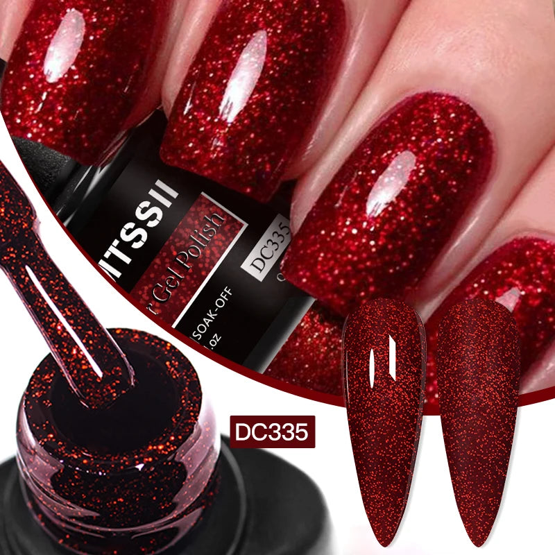 7ml Glitter Reflective Gel Nail Polish Sparkling Soak Off UV LED Gold Silver Black Pink Gel Polish Starter Kit For Home Salon