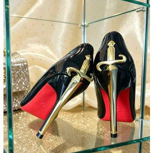 New Red Sole High Heels Women's Thin Heel Pointed Toe Metal Sword Sexy