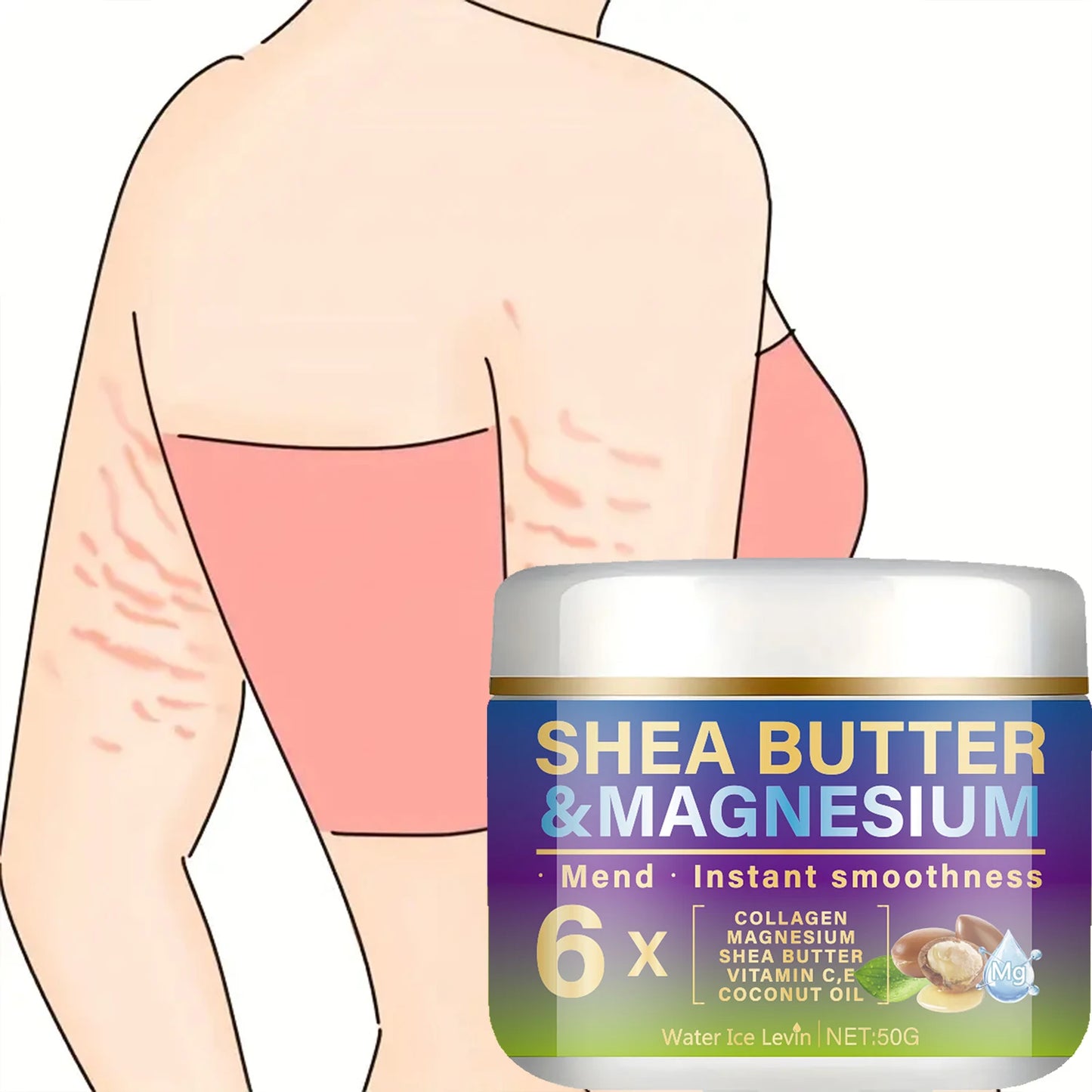 Magnesium Firming Cream with Shea Oil & Collagen - Moisturizing & Brightening Formula for Softer, Whiter & Confident Skin