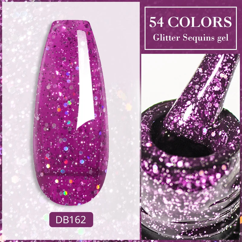 7ml Glitter Reflective Gel Nail Polish Sparkling Soak Off UV LED Gold Silver Black Pink Gel Polish Starter Kit For Home Salon