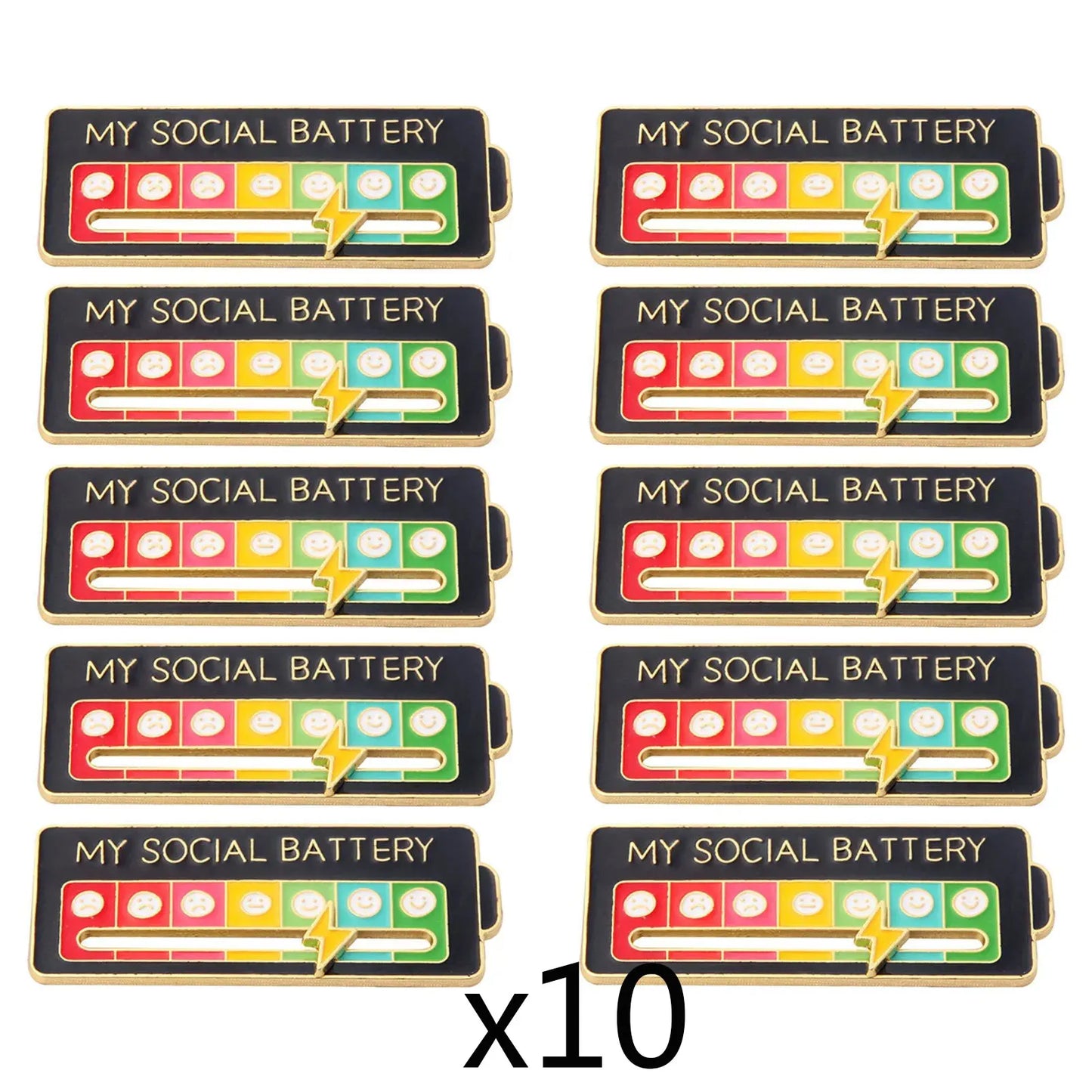 Mood Conversion Energy Brooch Can Slide My Social Energy Badge Expression Badge Men Women Pins for Backpacks Badges Metal Pines