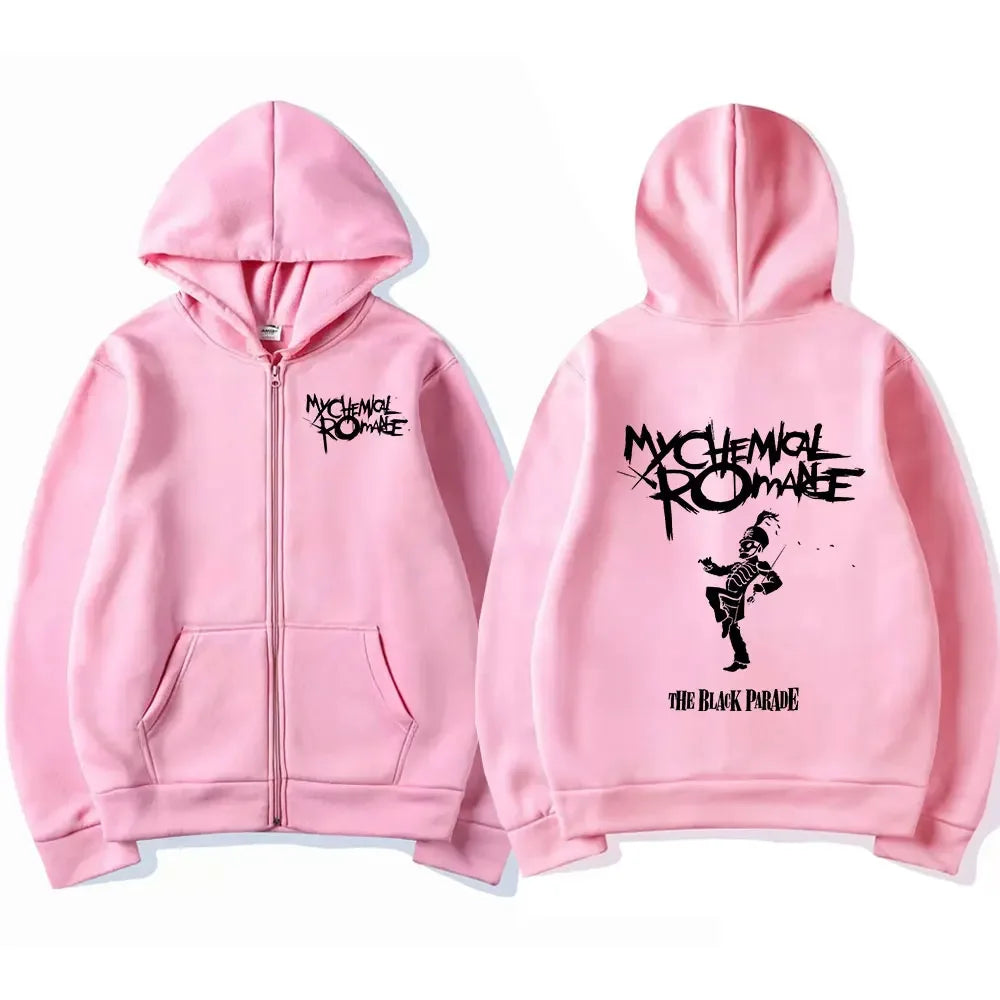 My Romantic Band (MCR) Reaper Zipper Hoodie Black Parade Punk Emotion Rock Zipper Hoodie Men's Fashion Retro Hip Hop Hoodie