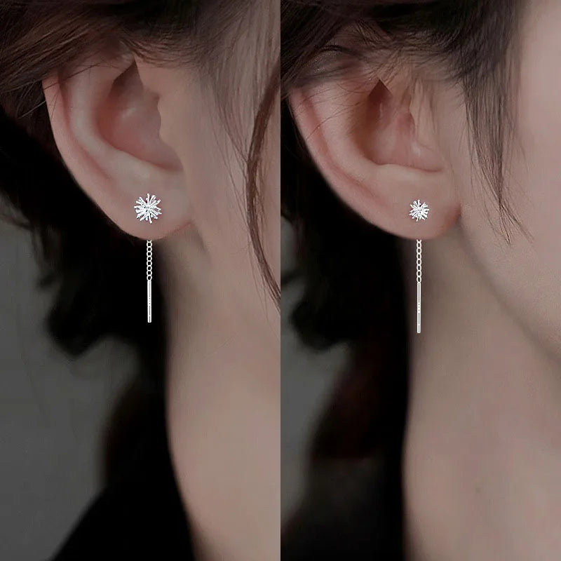 S925 Silver Dandelion Drop Earrings | Women's Trendy Chain Tassel Jewelry