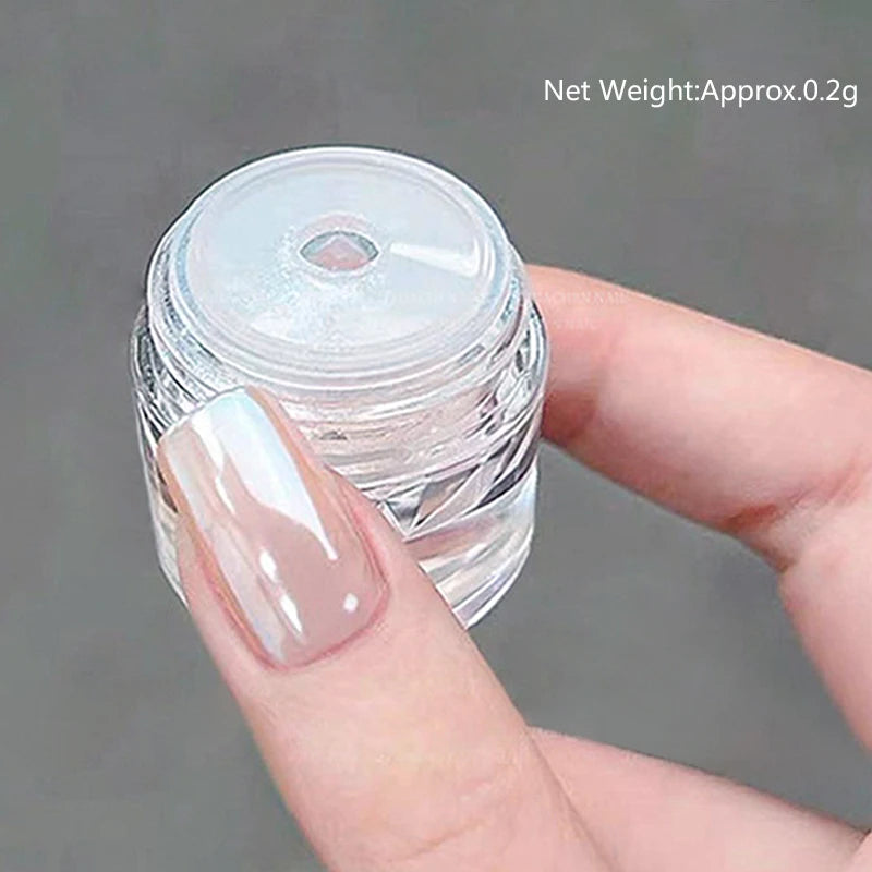 1Box Moonlight Nail Powder Silver Fine Glitter Metallic Effect Pigment UV Gel Polish Dust Aurora Nail Decorations