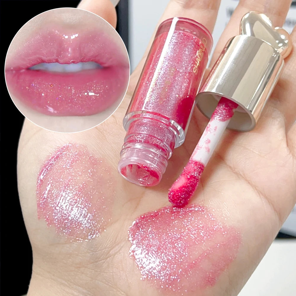 Moisturizing Sparkling Glitter Lip Gloss Lasting Waterproof Fine Shimmer Water-glossy Liquid Lipstick Sexy Lips Makeup Cosmetics