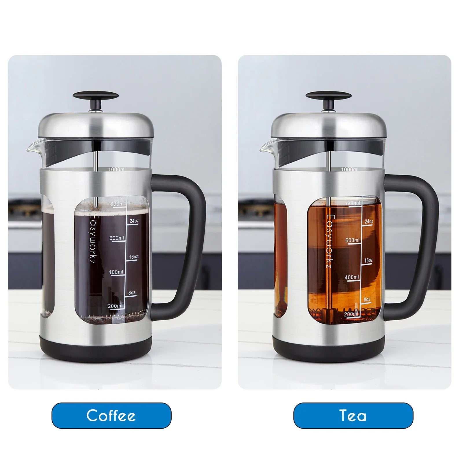 French Press  Coffee Tea Maker with Borosilicate Glass,Soft Grip Handle-4