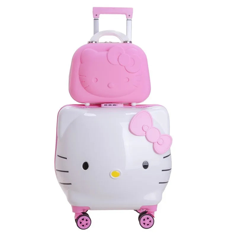 New 20 Inch Hello Kittys Girls Trolley Case Cartoon Suitcase Carry-On Suitcase Anime Figure Bags for Woman Kawaii Cartoon