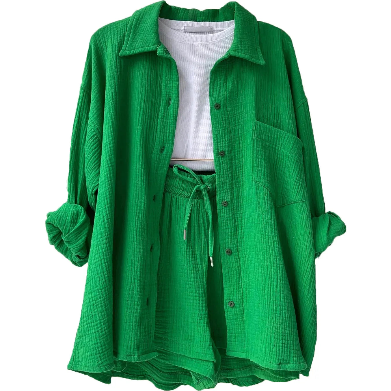 Women’s 2-Piece Cotton Gauze Pajama Set Summer Sleepwear
