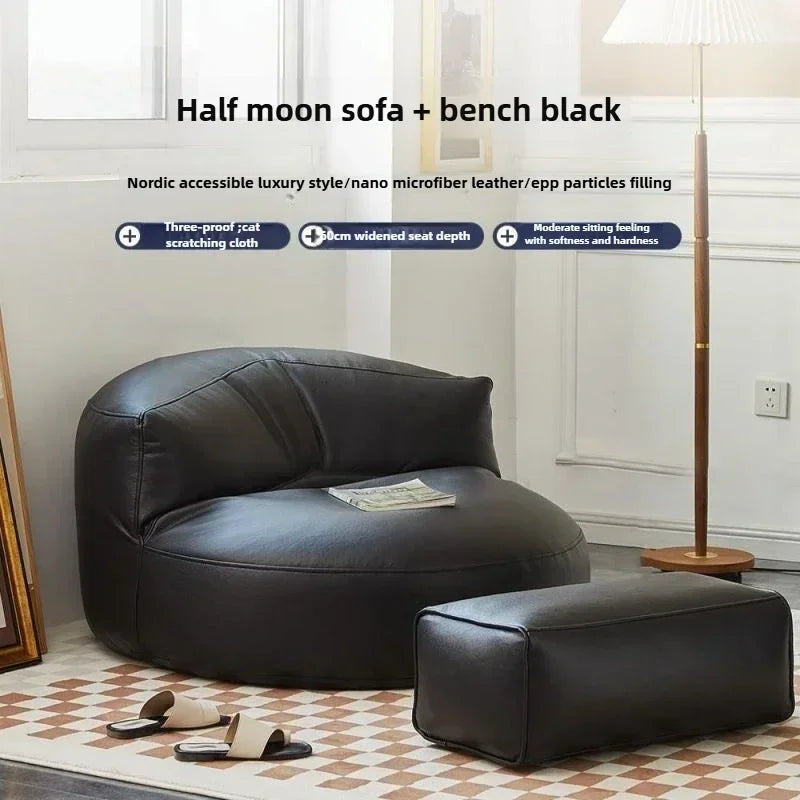 Lazy Sofa Reclining Couch Half Moon Sofa  Bedroom Tatami Seat Small Apartment Bean Bag Set Living Room Furniture Nordic Simple