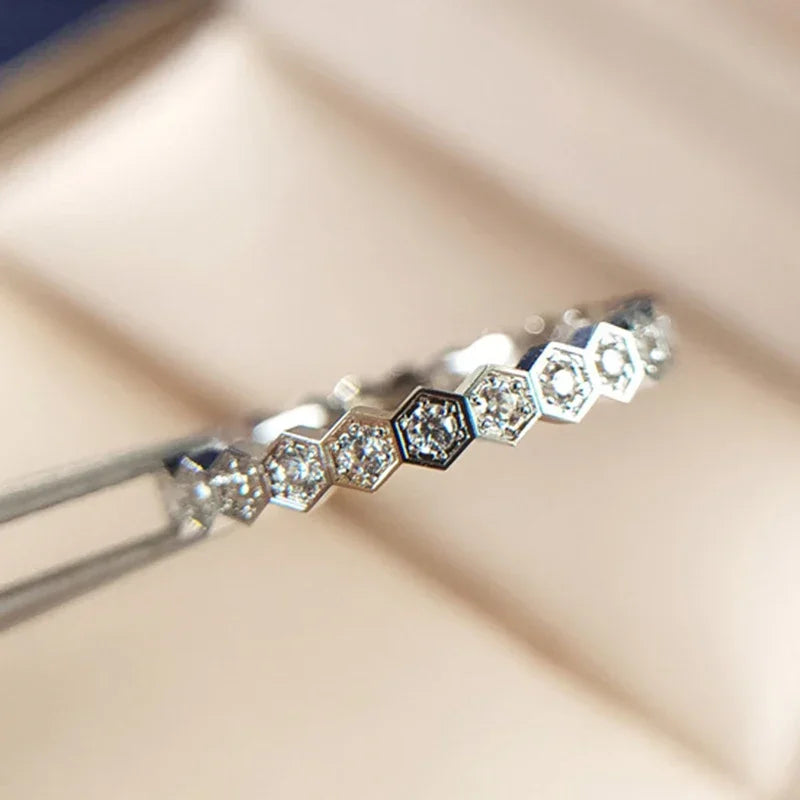 925 Sterling Silver Vintage Geometric Shape Zircon Rings For Women Gift Match Daily Party High Quality Fine Jewelry Accessories