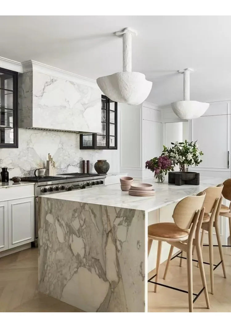 Italian Minimalist Luxury Marble Kitchen Island Dining Table - , Natural Stone Countertop for Open-Concept Kitchen & Modern Home