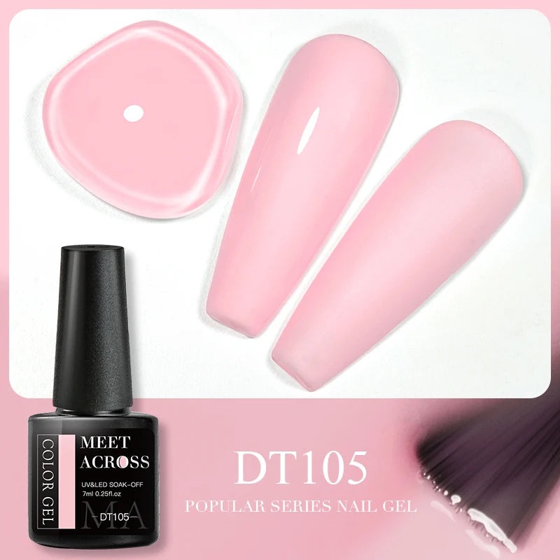 MEET ACROSS 7ml Reflective Glitter Gel Nail Polish Glitter Reflective Effect Semi Permanent UV LED Nail Art Gel Varnish Manicure