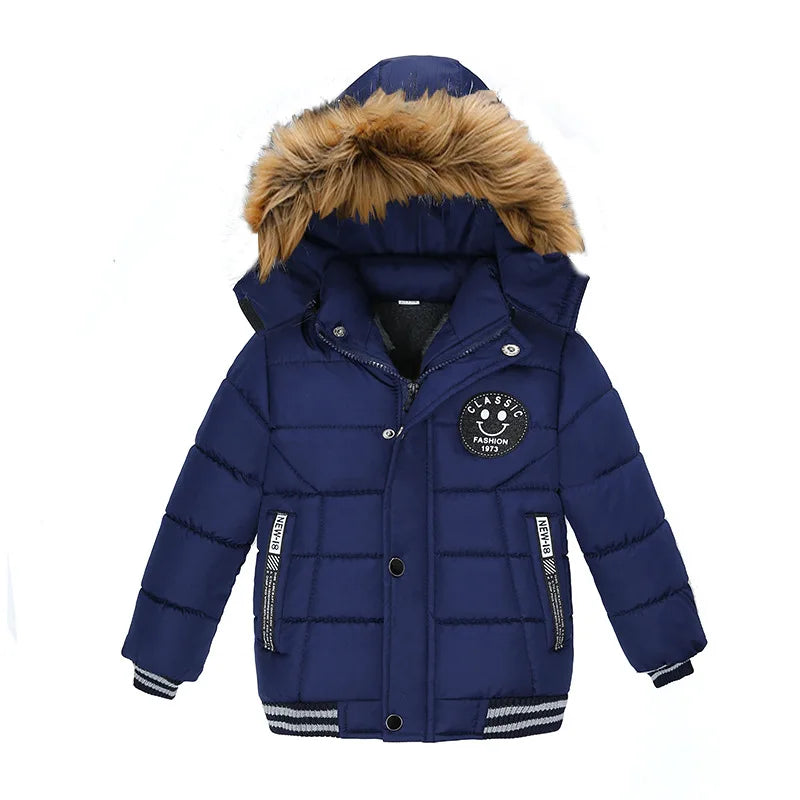 Winter Boys Padded Jacket Children Thickened Warm Cotton Coat Kids Outer Clothing New Hooded Outerwear Teenagers Casual Clothes