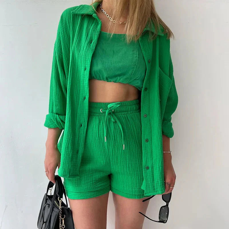 Women’s 2-Piece Cotton Gauze Pajama Set Summer Sleepwear