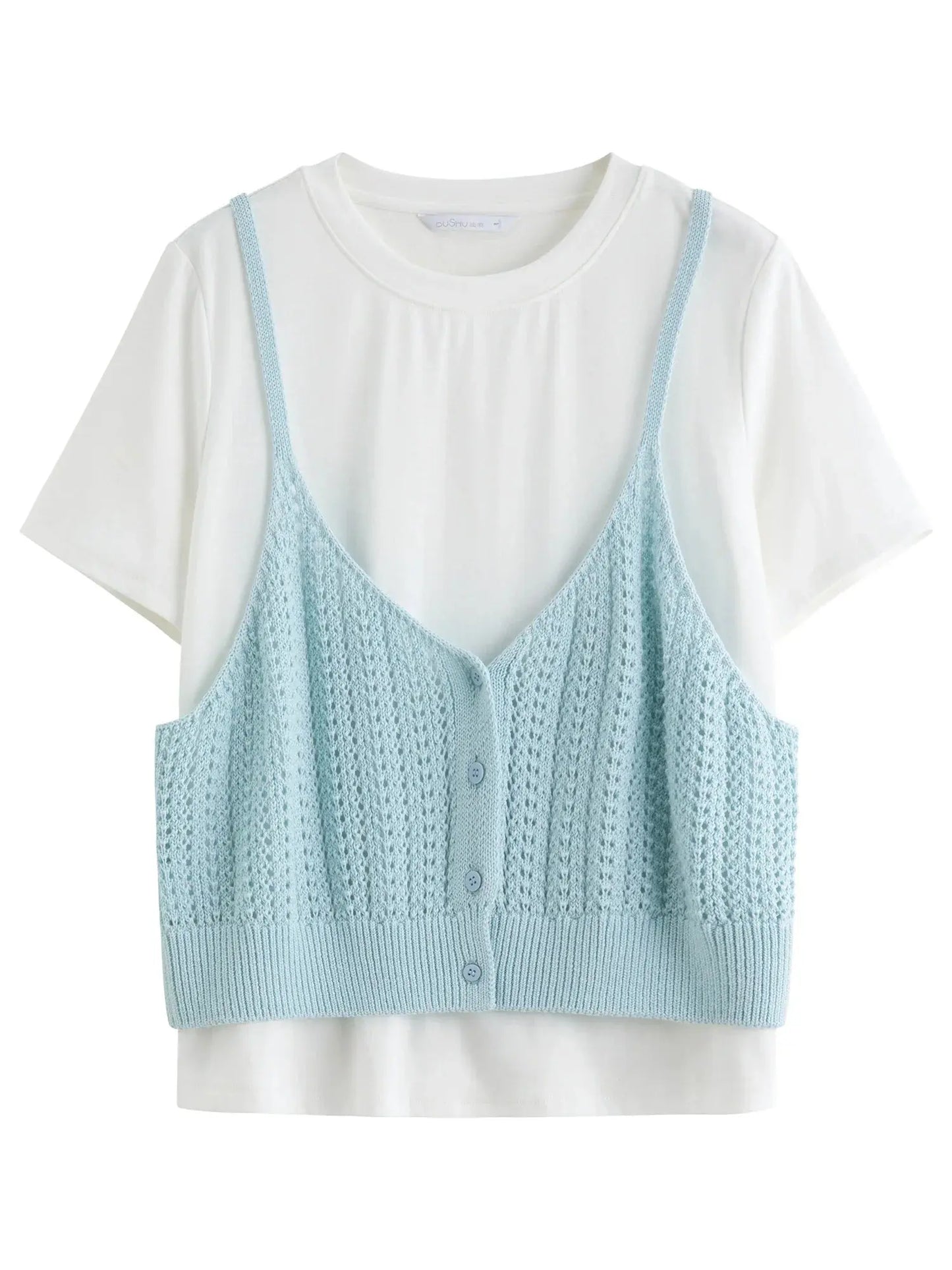 Women's Slim Woven T-Shirt & Suspender Two-Piece Set