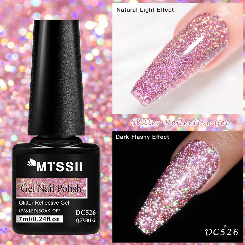 7ml Glitter Reflective Gel Nail Polish Sparkling Soak Off UV LED Gold Silver Black Pink Gel Polish Starter Kit For Home Salon