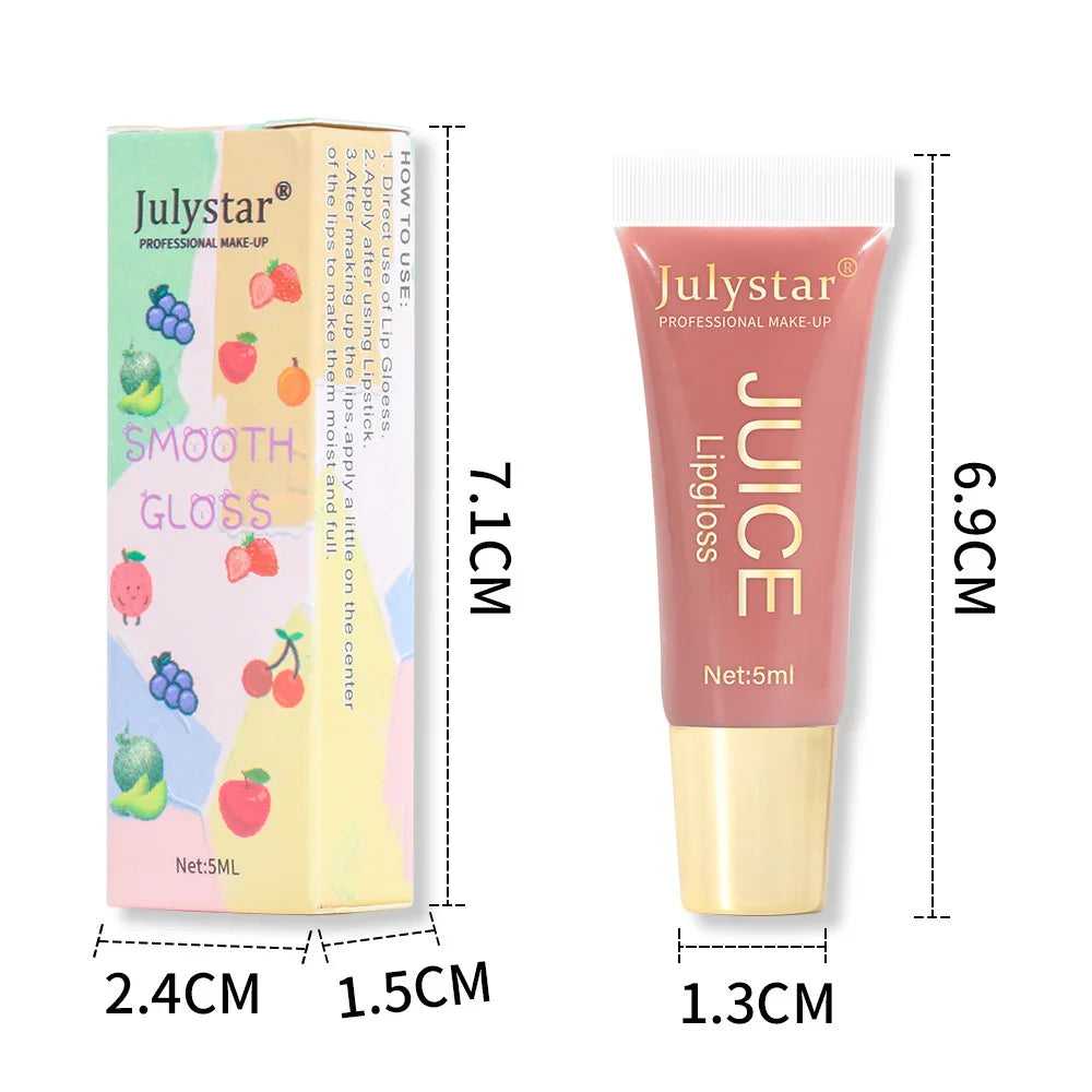 Glitter Plumping Lip Gloss Jelly Strawberry Moisturizer Fruit Lip Oil Transparent Fullness Lip Tint Gel Soft Tube Makeup LipCare