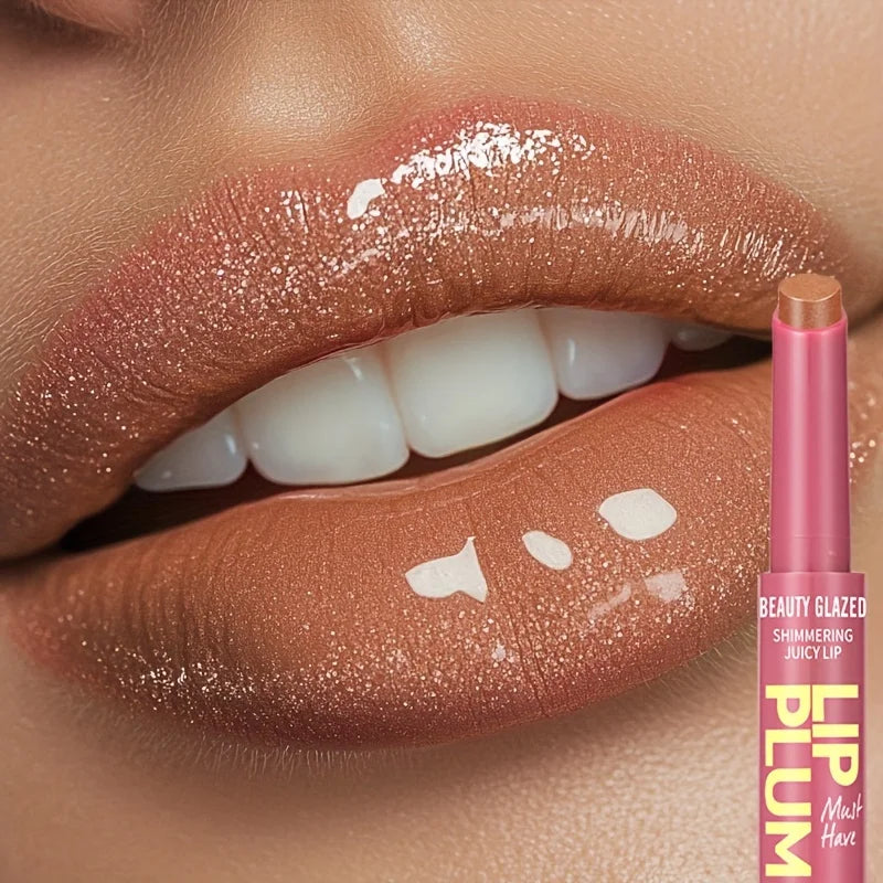 Shimmer Moisturizing Gloss Lipstick Pen Press-On Style Glossy Lip Care Cosmetics Dewy Lipstick 2in 1 Nourishing And Long Lasting