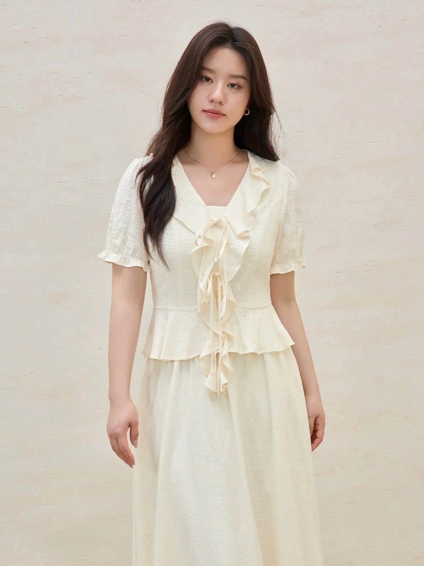 French Ruffle Plus Size Two-Piece Outfit
