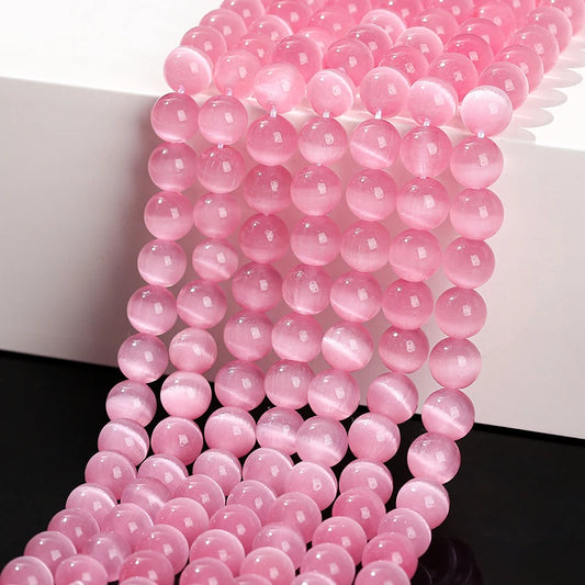 4 6 8 10mm Dark Pink Cat Eyes Stone Bead Round Loose Spacer Smooth Bead For Jewelry Making Diy Necklace Bracelet Accessroy