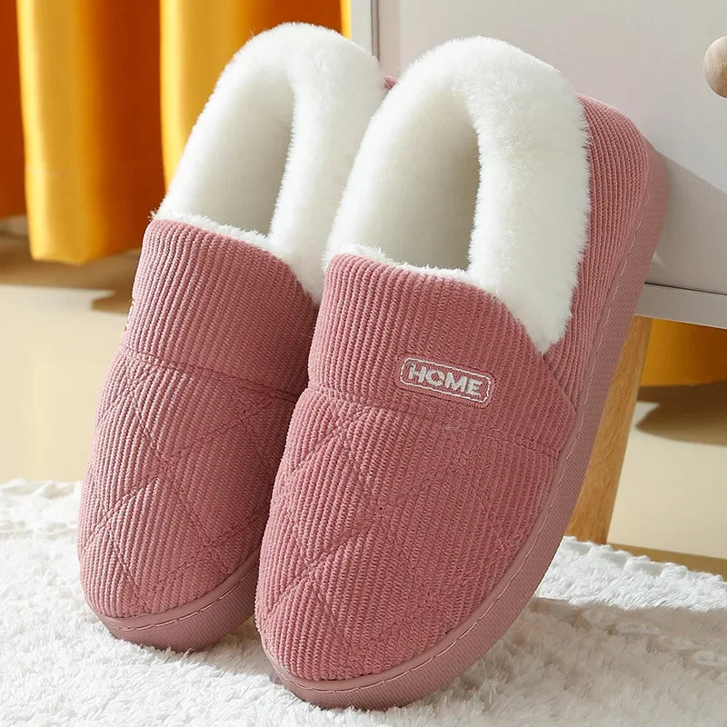 2025  New Soft Sole Slippers For Women Winter Fashion Women Fur Slippers Fuzzy Plush Men Slippers Warm Furry Women Cotton Shoes