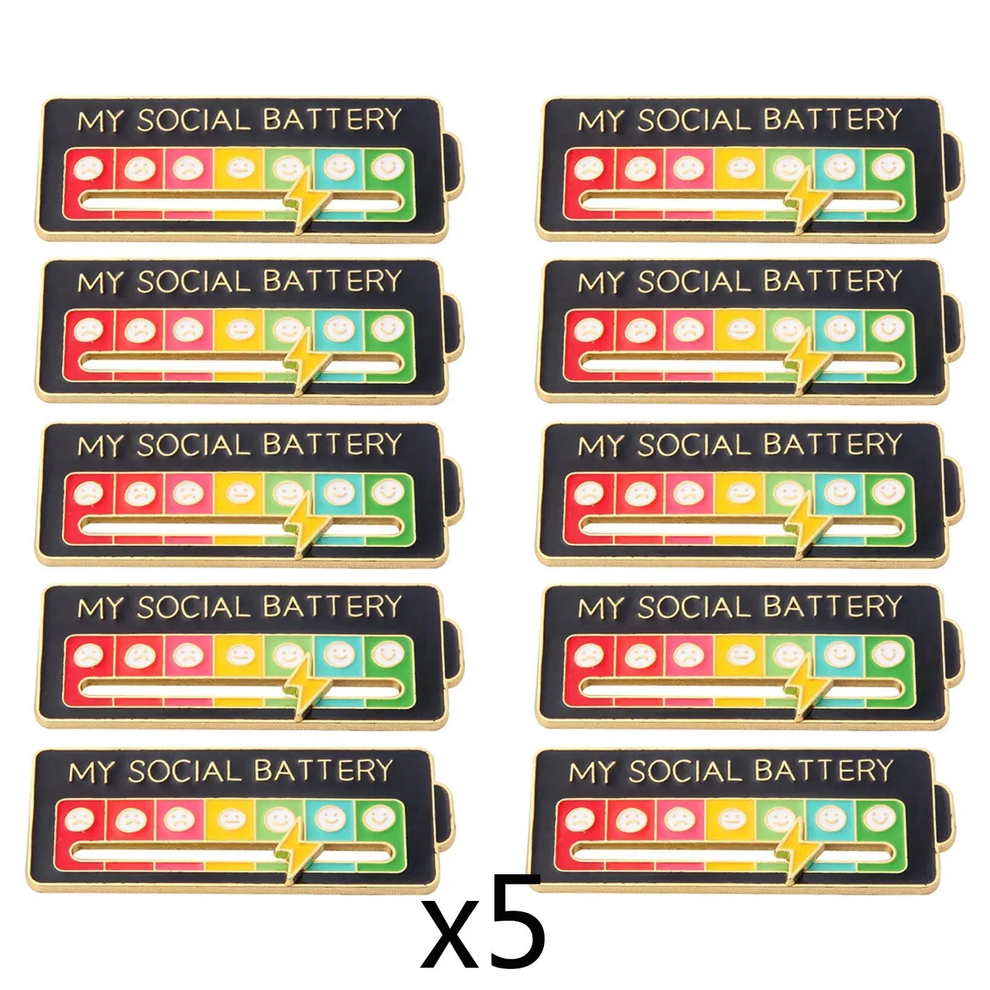Mood Conversion Energy Brooch Can Slide My Social Energy Badge Expression Badge Men Women Pins for Backpacks Badges Metal Pines
