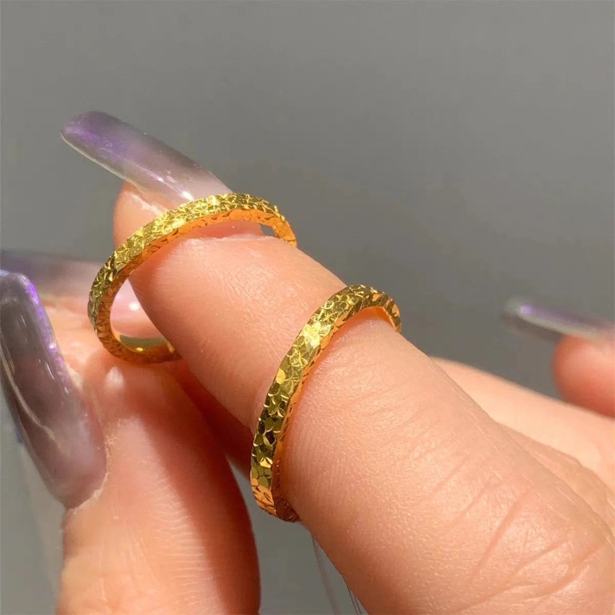 Stainless Steel Gold Color 2mm Sparkling Thin Rings for Women Size 5-10# 18K Wedding Band Engagement Jewelry Lover's Gifts