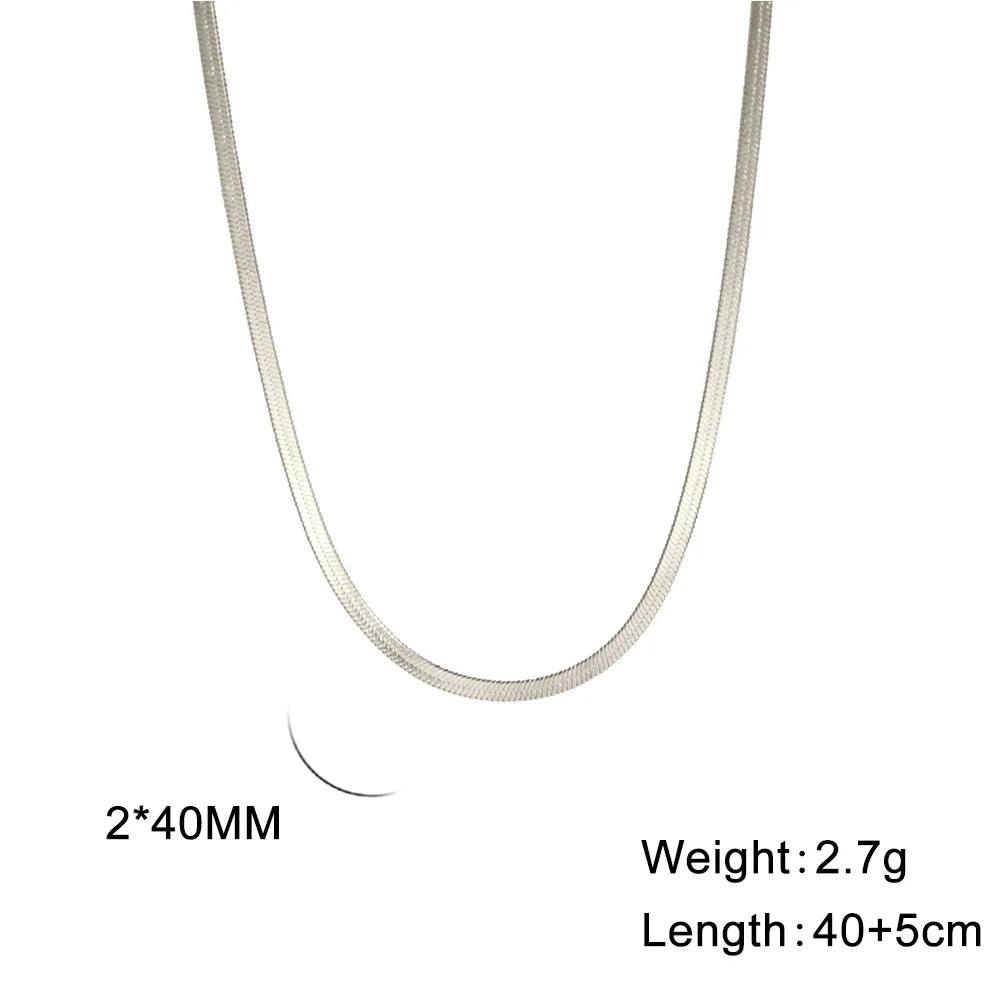 HIPEE Classic Stainless Steel Flat Snake Bone Chain Necklace Gold Waterproof Herringbone Snake Chain for Men Women Jewelry Gift