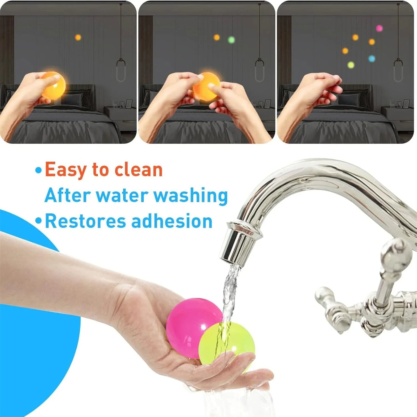 Glow in The Dark Sticky Balls | Squishy Stress Relief Sensory Fidget Toys