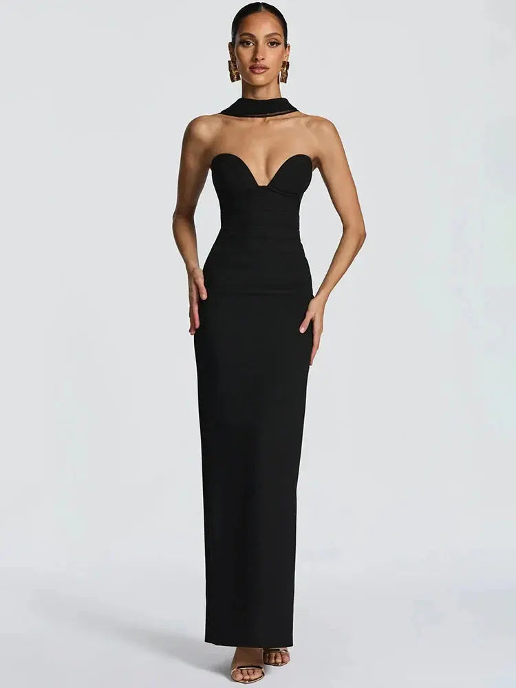 Halter Off-Shoulder Backless Bodycon Gown