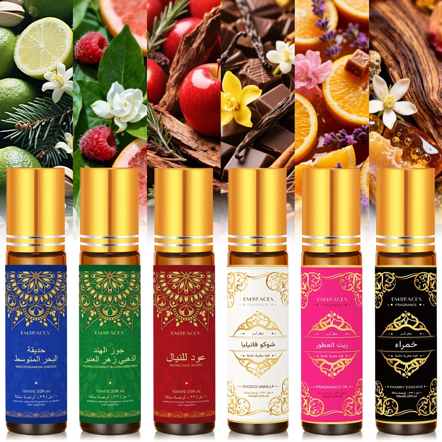 8PC/1PC 10ml Roller Essential Oils Eid al-Fitr Gift Perfume Oil Skincare Face Oil Bodycare Humidifier Six Long Lasting Scents