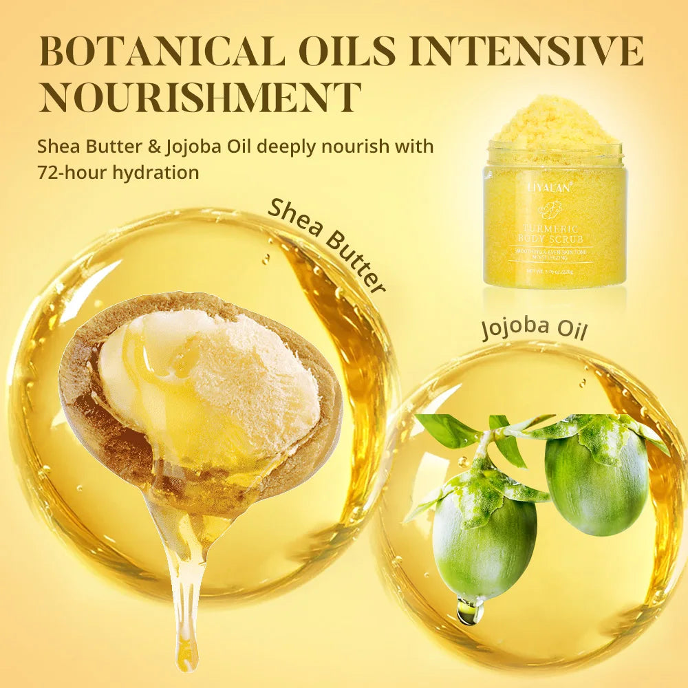 Turmeric Body Scrub Sea Salt Exfoliating Smooth Polishing Shea Nourish Moisturizing Soften Cutin Pore Cleaning Even Skin Tone
