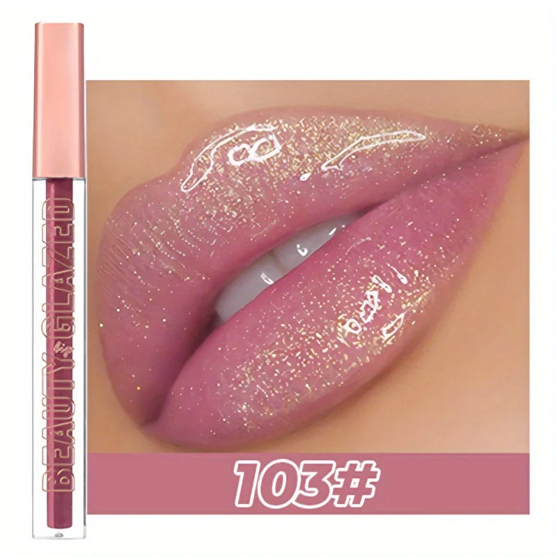 BEAUTY GLAZED - Golden Metallic Shimmer Lip Gloss