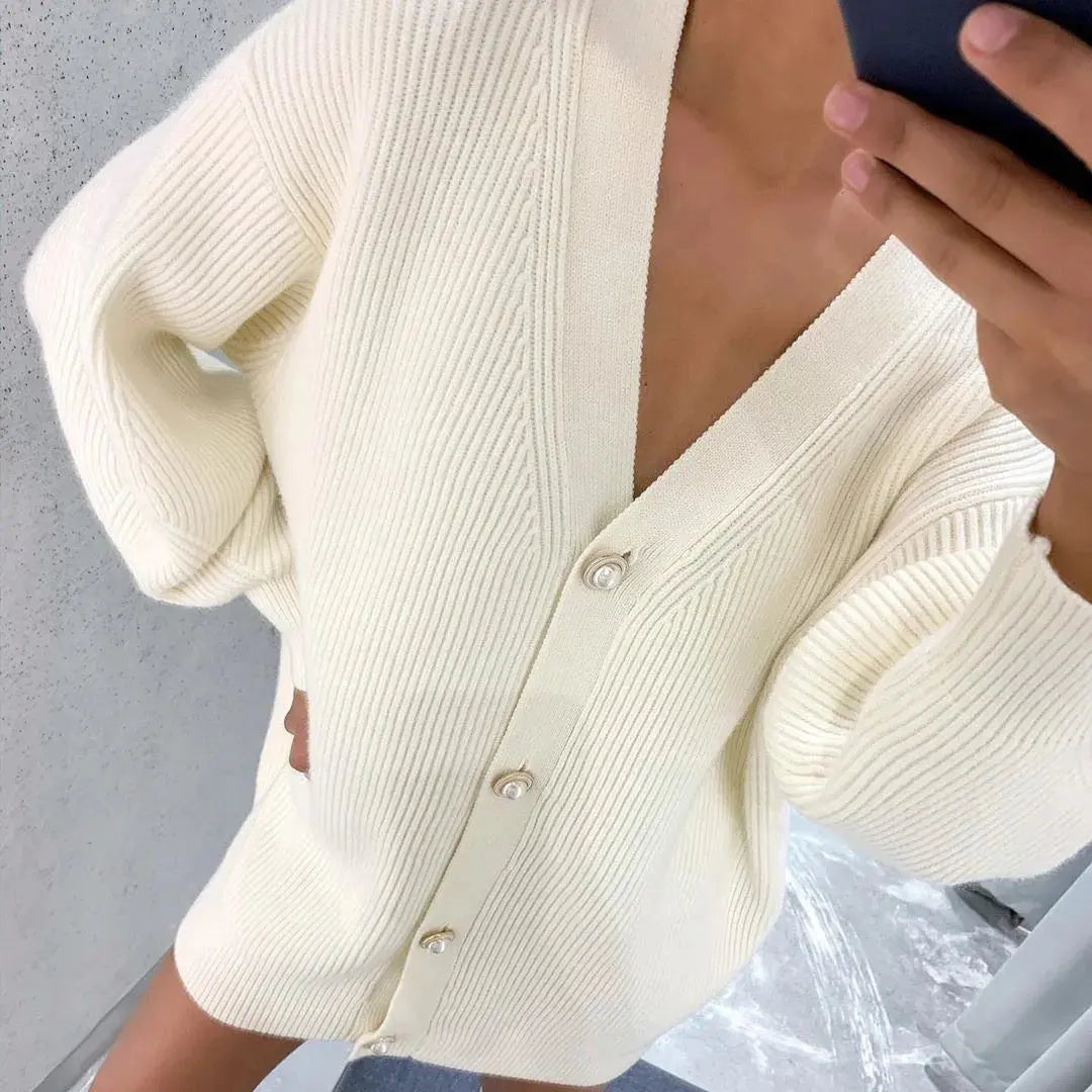 Elegant V-Neck Cardigan Sweater