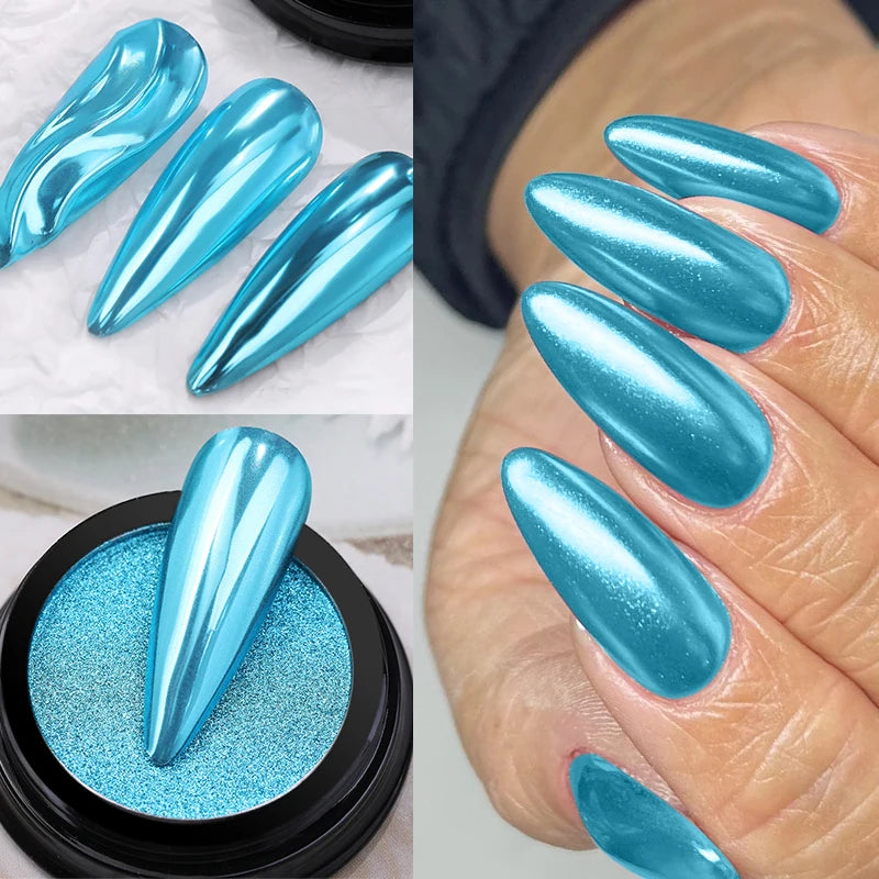 1Box Moonlight Nail Powder Silver Fine Glitter Metallic Effect Pigment UV Gel Polish Dust Aurora Nail Decorations