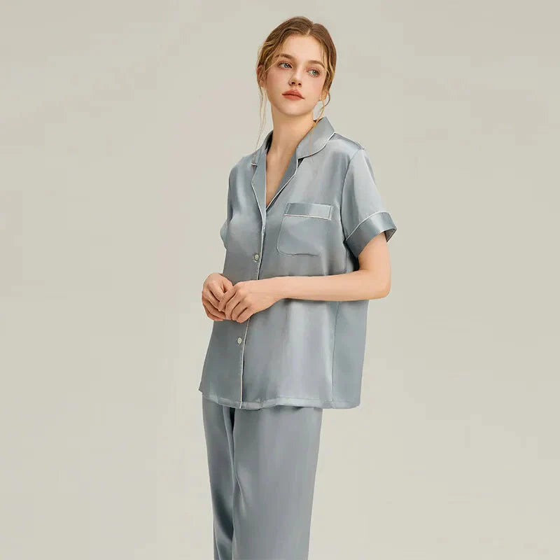 Women's Pink Silk Pajamas Short Sleeve Real Silk Sleepwear