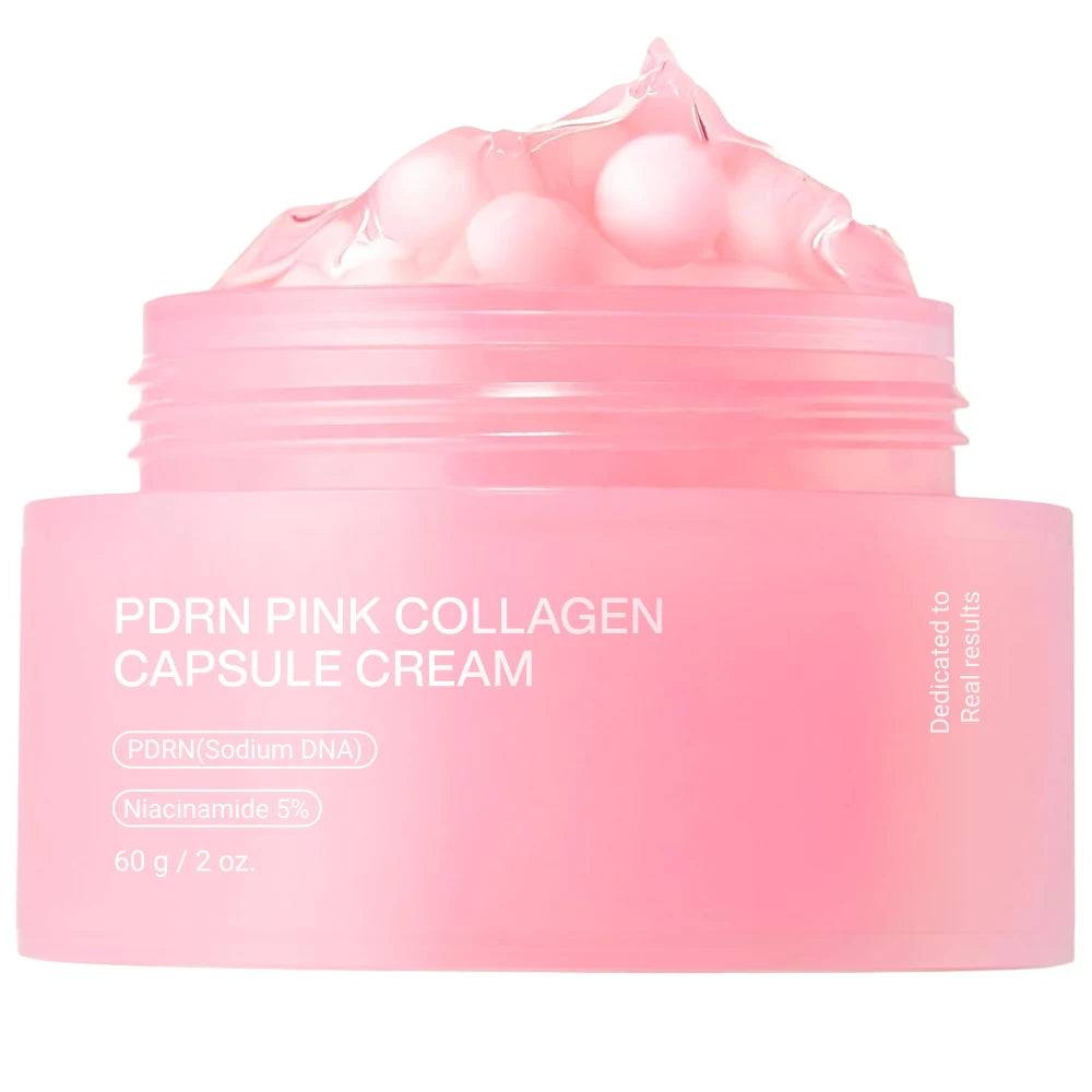 PDRN Pink Collagen Capsule Cream –Salmon PDRN -Dual Texture Barrier Repair Moisturizer | Salmon DNA + 5% Niacinamide 2oz
