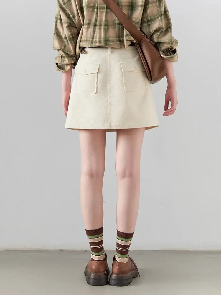 Women’s Retro High-Waisted Corduroy A-Line Skirt