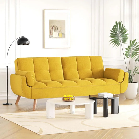 Futon Couch for Small Spaces & Apartment, 2-in-1Modern Comfy Loveseat Convertible Sofa Bed, 74.4-Inch Compact Design for Living